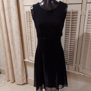 Laced Back Black Shimmery Knit Party Dress Size 12